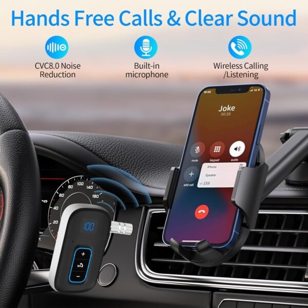 Bluetooth adaptér do auta, adaptér s konektorom Bluetooth 5.3, handsfree volanie, duálne pripojenie, audio prijímač pre auto/domáce stereo/slúchadlá s káblom/reproduktory, výdrž batérie 16 hodín
