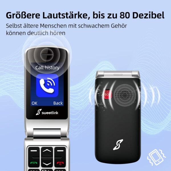 71fHo5x35fL._AC_SL1500_.jpg F1PLUS – mobilný telefón pre seniorov, skladací mobilný telefón, bez zmluvy, mobilný telefón s veľkými tlačidlami a nabíjacou stanicou, GSM Flip mobilný telefón s funkciou SOS pre núdzové volania, batéria