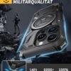 71j4mvxoZmL._AC_SL1500_.jpg Puzdro Lanhiem pre iPhone 16 Pro Max s 2 ochrannými fóliami, ochranné puzdro so stojanom 360°, vojenské puzdro odolné proti nárazom pre iPhone 16 Pro Max, čierne