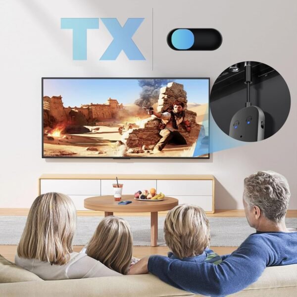 71jp9cORLaL._AC_SL1500_.jpg Bluetooth 5.3 adaptér a vysielač pre TV zvuk do 2 slúchadiel, Bluetooth vysielač 2 v 1 podporuje 2 AirPods alebo slúchadlá s technológiou aptX Low Latency, pre slúchadlá, AirPods, audio systém