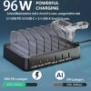 Nabíjacia stanica USB-C Multi Dock s 6 portmi PD 96 W, inteligentná rýchlonabíjacia stanica s 3x PD 20 W, USB-C nabíjací konektor, kompatibilná s telefónmi, iPadmi, hodinkami, stojanmi, tabletmi a ďalšími zariadeniami (6 káblov)