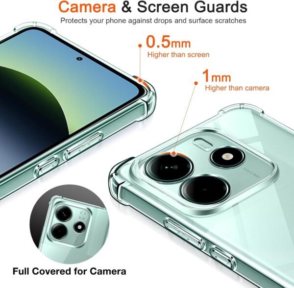 ivoler Priehľadné puzdro pre Xiaomi Redmi Note 14 5G (nie pre Redmi Note 14 4G), 1 puzdro na mobil s 2 kusmi tvrdeného skla, priehľadné nárazuvzdorné puzdro z tenkého mäkkého TPU