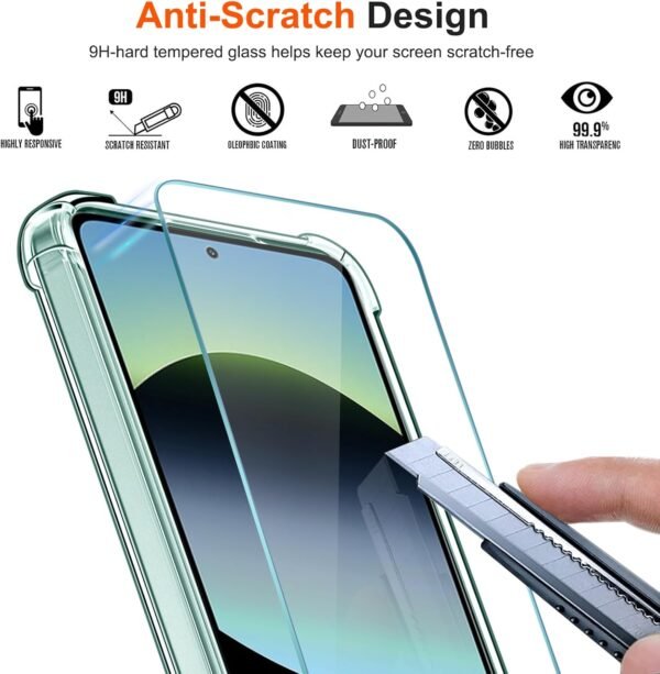 ivoler Priehľadné puzdro pre Xiaomi Redmi Note 14 5G (nie pre Redmi Note 14 4G), 1 puzdro na mobil s 2 kusmi tvrdeného skla, priehľadné nárazuvzdorné puzdro z tenkého mäkkého TPU