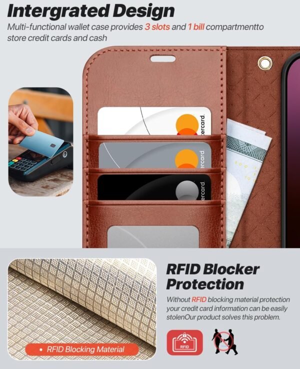 71nYRqfDTxL._AC_SL1200_.jpg Puzdro OCASE pre iPhone 16 Pro (2 v 1) – kožené puzdro odolné proti nárazom, odnímateľné magnetické puzdro, remienok na ruku, bezdrôtové nabíjanie, priehradka na karty, funkcia stojana, RFID ochrana proti krádeži