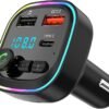 71pYQfdnoLL._AC_SL1500_.jpg FM vysielač, Bluetooth 5.3, bezdrôtový adaptér do auta, QC3.0, rýchle nabíjanie, bezdrôtový prehrávač MP3, Bluetooth, 2 USB + 1 Type-C, handsfree, podporuje USB a TF kartu