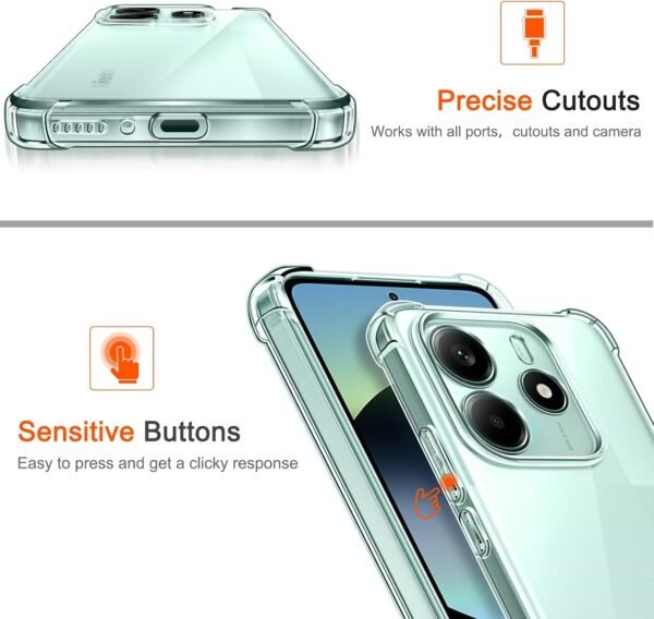 ivoler Priehľadné puzdro pre Xiaomi Redmi Note 14 5G (nie pre Redmi Note 14 4G), 1 puzdro na mobil s 2 kusmi tvrdeného skla, priehľadné nárazuvzdorné puzdro z tenkého mäkkého TPU