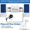 Menič 800 W – menič IP65 vodotesný – solárny menič s aplikáciou WLAN pre 2 solárne moduly pre balkónovú elektráreň, menič pre balkónovú elektráreň 190–270 V AC, strieborný