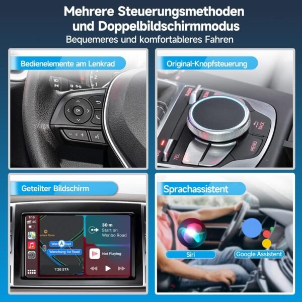 71sRH8atoWL._AC_SL1000_.jpg Carlinkit 5.0 – bezdrôtový adaptér CarPlay a Android Auto 2 v 1, vhodný pre vozidlá s integrovanými systémami Apple CarPlay a Android Auto, prevádza káblové pripojenie CarPlay na bezdrôtové, káblové pripojenie Android Auto na bezdrôtové