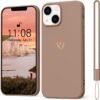 pre puzdro na iPhone 14 – puzdro so zlatým srdcom z lásky, dievčenské puzdro z mäkkého silikónu, tenké, odolné proti nárazom, v odtieni sladkého zlata – ochranné puzdro Love pre iPhone 14 6,1" v hnedej farbe