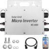 Menič 800 W – menič IP65 vodotesný – solárny menič s aplikáciou WLAN pre 2 solárne moduly pre balkónovú elektráreň, menič pre balkónovú elektráreň 190–270 V AC, strieborný