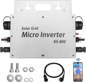 71tNbSrsVsL._AC_SL1500_.jpg Menič 800 W – menič IP65 vodotesný – solárny menič s aplikáciou WLAN pre 2 solárne moduly pre balkónovú elektráreň, menič pre balkónovú elektráreň 190–270 V AC, strieborný