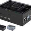 Miuzei Kovové puzdro pre Raspberry Pi 5 s podporou PCIe M.2 NVMe SSD Shield Top X1001/ X1003/ X1000 – všetky rozširujúce dosky SSD na hornej strane, puzdro pre Raspberry Pi 5 8 GB/4 GB s podporou oficiálneho aktívneho chladiča, čierne