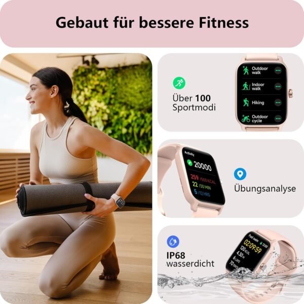 71uV6UHRCXL._AC_SL1500_.jpg Dámske inteligentné hodinky s funkciou telefónu, integrovanou Alexou, 1,8", dámske fitness hodinky s meraním srdcovej frekvencie a SpO2, monitorom stresu, krokomerom, 100 športovými režimami, IP68, vodotesné športové
