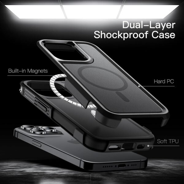 71uZlfMOOdL._AC_SL1500_.jpg JETech Puzdro pre iPhone 14 Pro Max 6,7 palca kompatibilné s MagSafe, odolné dvojvrstvové puzdro s robustnou ochranou, nárazuvzdorné ochranné tvrdé magnetické puzdro na mobil (čierne)