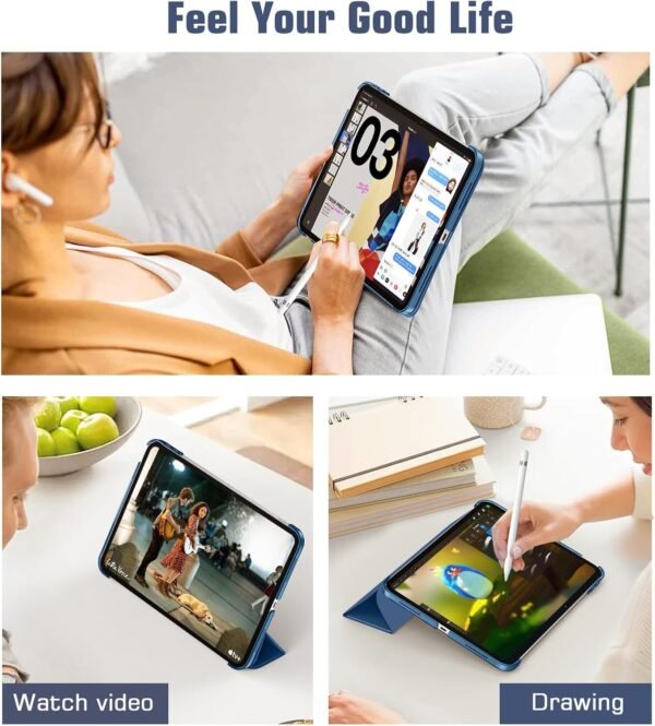 71ueaPUx9BL._AC_SL1500_.jpg Puzdro TiMOVO pre iPad (A16) 11. generácie 11 palcov 2025/iPad 10. generácie 10,9 palcov 2022, s funkciou automatického uspania/prebudenia, priehľadné tvrdé PC puzdro na zadnú stranu, šedo-modré