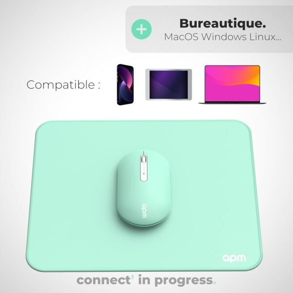 Bezdrôtová tichá myš APM, režim Bluetooth alebo prijímač 2,4 GHz, 3 tlačidlá, prenosná, vrátane batérie, kompatibilná s PC, mobilným telefónom, tabletom, Windows, macOS, iPadOS, Android, Chrome, zelená, 571175