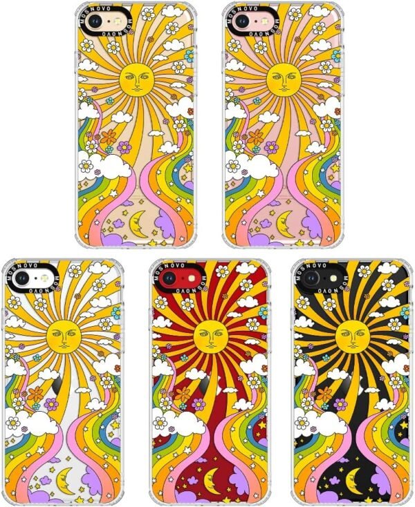 MOSNOVO Puzdro pre iPhone SE/iPhone 8/iPhone 7 – priehľadné, tenké, odolné proti nárazom, puzdro na mobil z TPU + PC, [ochrana proti pádu/poškriabaniu z 6,6 stôp] – psychedelické umenie 70. rokov Groove