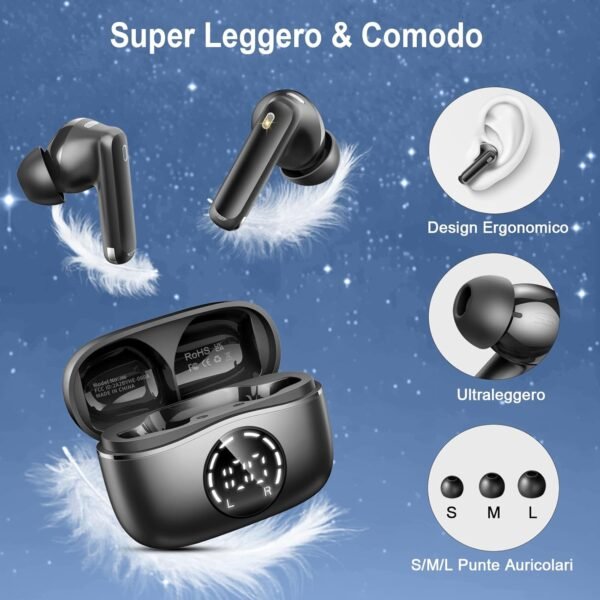 71wpxpkr2kL._AC_SL1500_.jpg Bluetooth slúchadlá, bezdrôtové slúchadlá 2025, Bluetooth 5.4, slúchadlá do uší so 4 mikrofónmi a funkciou ENC Noise Cancelling, výdrž 48 hodín, Hi-Fi stereo, vodotesnosť IP7, slúchadlá na jogu / cestovanie / prácu