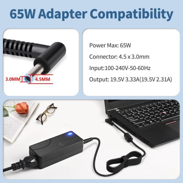 65 W nabíjací kábel a sieťový adaptér pre notebooky HP Pavilion x360 11, 14, 15, Envy x360 13, 15, 17, Elitebook 840, 850, G3, G4, ProBook 450, 650, G5, G6, Spectre X2, nabíjačka pre PC 19,5 V, 3,33 A, 4,33 A, 4,5 × 3,5, 0