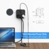 3 m predlžovací kábel, JSVER – viacnásobná zásuvková lišta so 4 priehradkami, 3 portmi USB A a 1 portom USB C, rozbočovač so vypínačom, montáž na stenu, prepäťová ochrana, predlžovací kábel pre domácnosť a kanceláriu, čierny