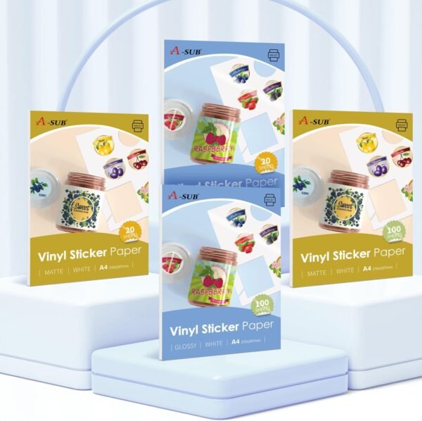 71yWVB10dtL._AC_SL1500_.jpg A-SUB Biely matný vysoko kvalitný vodovzdorný potlačený vinylový samolepiaci papier, samolepiace vinylové etikety pre atramentové tlačiarne, formát A4, 20 listov