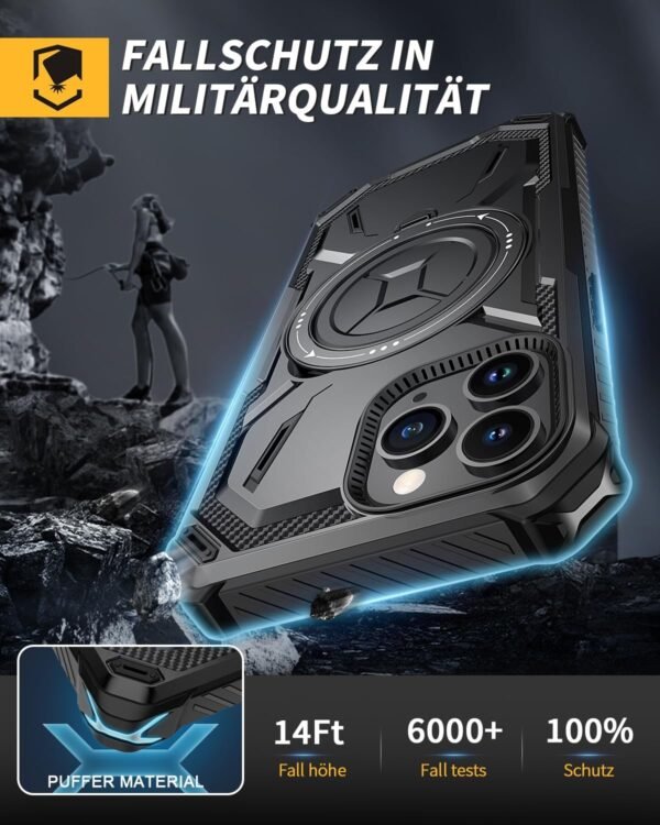 71z1sGNC11L._AC_SL1500_.jpg Puzdro Lanhiem pre iPhone 11 Pro Max s 2 ks ochranných fólií, ochranné puzdro s 360° otočným stojanom, vojenské nárazuvzdorné puzdro na mobil pre iPhone 11 Pro Max, čierne