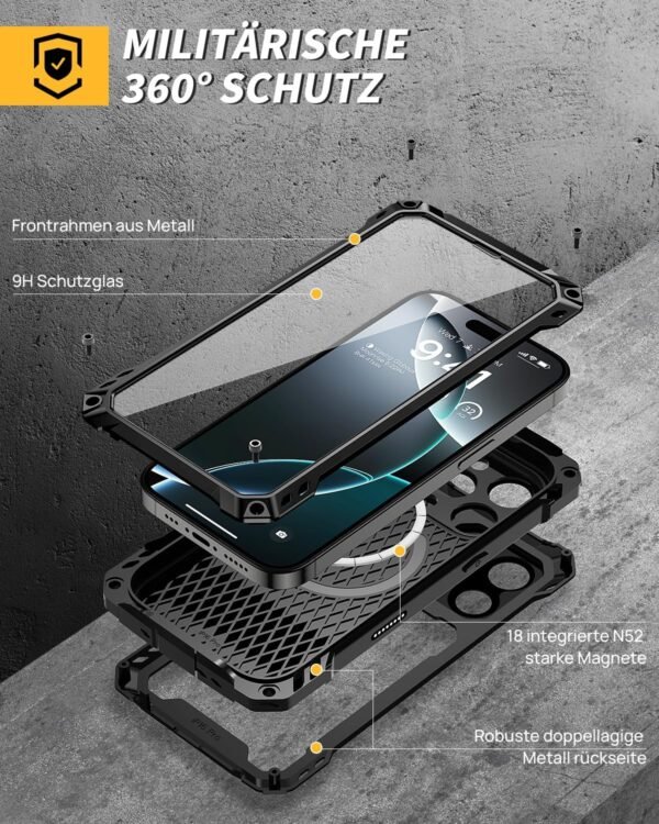 815zJKIa0yL._AC_SL1500_.jpg Lanhiem pre iPhone 16 Pro Max – magnetické kovové puzdro na mobil s ochranou fotoaparátu, stojan, robustné, odolné proti nárazom, celé telo, ochranné puzdro spĺňajúce vojenské normy, Heavy Duty Case s