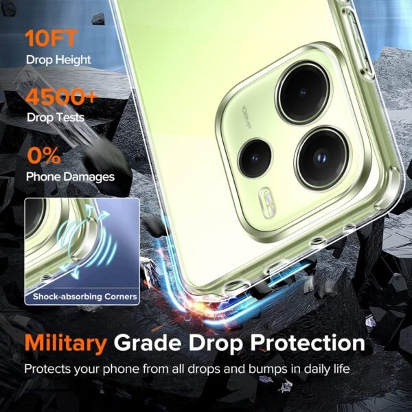 81AD8a-KwWL._AC_SL1500_.jpg ivoler Priehľadné puzdro pre Xiaomi Redmi Note 14 4G (nie pre Redmi Note 14 5G), ktoré sa nikdy nezžltne, 1 puzdro na mobil s 2 kusmi pancierového ochranného skla, nárazuvzdorné priehľadné ochranné puzdro, tenké