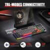 KEMOVE K68 60 % herná bezdrôtová klávesnica, 2,4 GHz / Bluetooth / USB s káblom – mechanická herná klávesnica s funkciou Hotswap a spínačmi Gateron Red, rozloženie QWERTY, RGB klávesnica pre PC – čierna