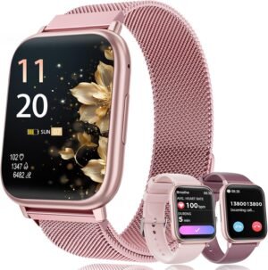 81G8BcvhUXL._AC_SL1500_.jpg Dámske inteligentné hodinky s funkciou telefónu, 1,83" displej s meraním SpO2 / sledovaním menštruačného cyklu / 24-hodinovým meraním srdcovej frekvencie / monitorovaním spánku / vodotesnosťou IP68 / fitness trackerom / pre iOS a Android (fialovo-zlaté)