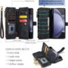 81Gc7Ke821L._AC_SL1500_.jpg UEEBAI Puzdro na mobil pre Samsung Galaxy Z Fold 5 5G, retro puzdro na zips z PU kože, mäkké puzdro s klapkou, magnetické zapínanie, priehradka na karty, funkcia stojana, peňaženka s remienkom na nosenie, ochranné