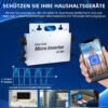 Menič 800 W – menič IP65 vodotesný – solárny menič s aplikáciou WLAN pre 2 solárne moduly pre balkónovú elektráreň, menič pre balkónovú elektráreň 190–270 V AC, strieborný