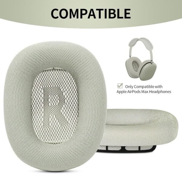 Náhradné ušné vankúšiky pre slúchadlá Apple AirPods Max, náhradné kožené náušníky, odolné proti potu, s magnetom, z proteínovej kože a pamäťovej peny (strieborné)