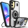 Puzdro pre Samsung Galaxy S24 FE so stojanom. [360° otočný krúžok a stojan]. Robustné ochranné puzdro odolné proti nárazom pre Samsung S24FE 5G, biele