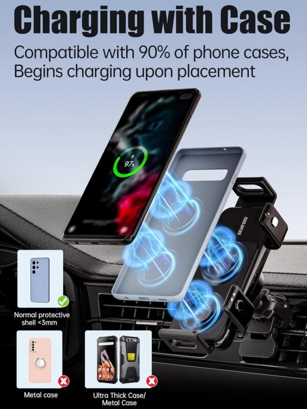 Držiak na mobilný telefón do auta pre Galaxy Z Fold/Flip s funkciou nabíjania, podporuje rýchle nabíjanie Qi 15 W s automatickým otočením o 90°, kompatibilný s modelmi Samsung Galaxy Z Fold/Z Flip 7/6/5/4/3/2, S25/S24