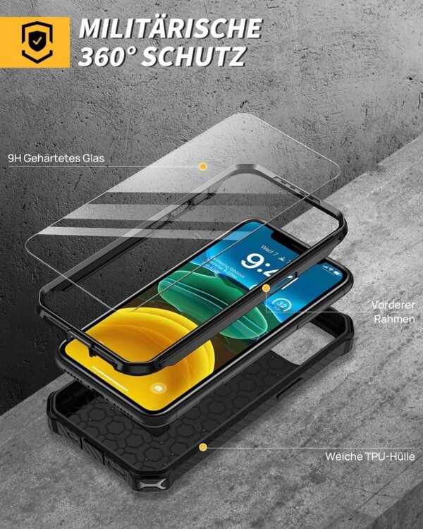 81S1y9aP8fL._AC_SL1500_.jpg Puzdro Lanhiem pre iPhone 11 Pro Max s 2 ks ochranných fólií, ochranné puzdro s 360° otočným stojanom, vojenské nárazuvzdorné puzdro na mobil pre iPhone 11 Pro Max, čierne