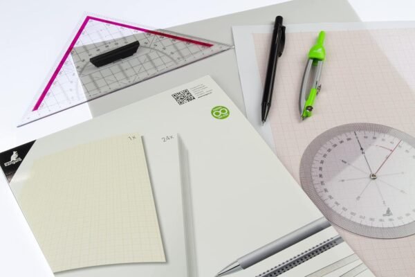 Kangaro Priehľadný technický kresliaci papier/milimetrový papier DIN A4, 24 strán, 80 g/m², papier s 1 listom s oranžovou mriežkou 1/5/10 mm, K-770300