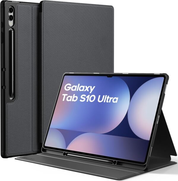 81WQXCILWoL._AC_SL1500_.jpg EasyAcc Puzdro pre Samsung X920 Galaxy Tab S10 Ultra/Tab S9 Ultra 14,6 palca s držiakom na S Pen, tenké puzdro typu Folio Book Cover so stojanom, ochranné puzdro na tablet, nastavenie viacerých uhlov, čierne