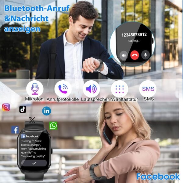81cEMcLJR6L._AC_SL1500_.jpg Inteligentné hodinky, pánske, dámske, 1,95" HD zakrivený displej, s volaním cez Bluetooth, meraním srdcového tepu/monitorovaním spánku, viac ako 112 športovými režimami, fitness hodinky, vodotesnosť IP68, krokomer,