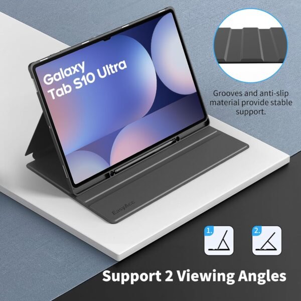 81uee0faaQL._AC_SL1500_.jpg EasyAcc Puzdro pre Samsung X920 Galaxy Tab S10 Ultra/Tab S9 Ultra 14,6 palca s držiakom na S Pen, tenké puzdro typu Folio Book Cover so stojanom, ochranné puzdro na tablet, nastavenie viacerých uhlov, čierne
