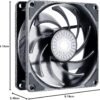 91Sm2HK18lL._AC_SL1500_.jpg Cooler Master SickleFlow 92 – ventilátor do skrine s vylepšeným hybridným lopatkovým profilom Air Balance, 40 CFM, 1,8 mmH₂O, 6 až 25 dBA, čierny