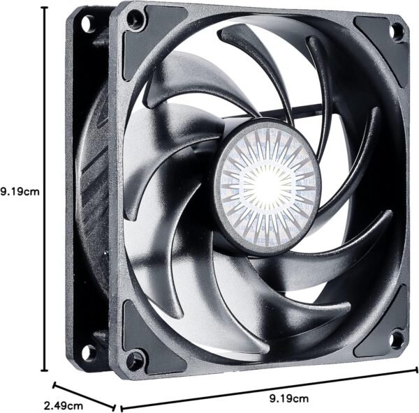 91Sm2HK18lL._AC_SL1500_.jpg Cooler Master SickleFlow 92 – ventilátor do skrine s vylepšeným hybridným lopatkovým profilom Air Balance, 40 CFM, 1,8 mmH₂O, 6 až 25 dBA, čierny
