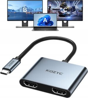 N979 KOZYC USB-C na duálny HDMI adaptér 4K@60Hz rozbočovač