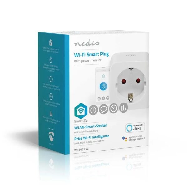 cb8feaa4454a8b24fa19b35b7e6a.jpg NEDIS WIFIP121FWT Inteligentná Smart zásuvka s monitorovaním spotreby energie, 3680W