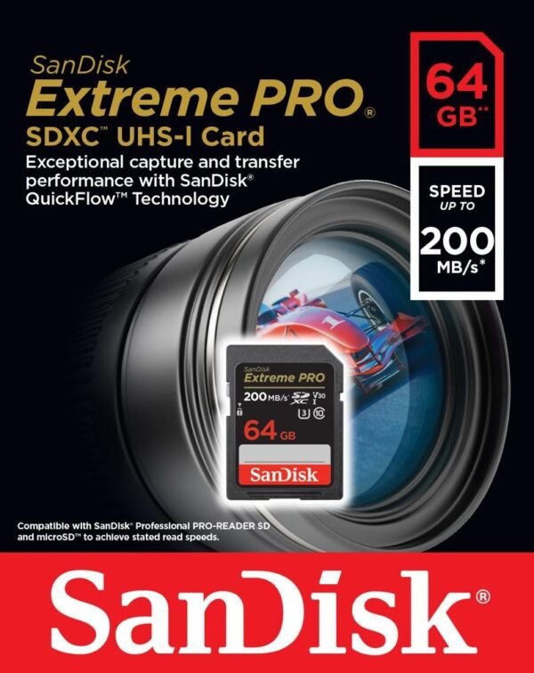 dbba444b409ba5e6f4cc610c8954.jpg Pamäťová karta SanDisk Extreme PRO 64 GB SDXC 200/90 MB/s V30