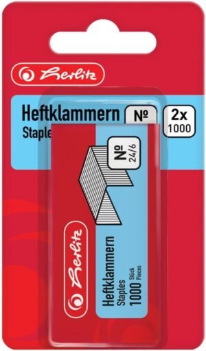 Herlitz spinky 24/6 — balenie 2 x 1000 kusov pozinkovaných spiniek do zošívačky