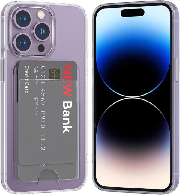 ÁRBOLORO — priehľadný silikónový kryt na iPhone 14 Pro s priečinkom na 2 karty