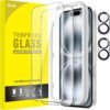 JETech — tvrdené sklo na iPhone 16 (6,1") s ochranou fotoaparátu a rámikom, 2 + 2 kusy