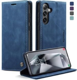 KZB — knižkové puzdro z umelej kože na Samsung Galaxy S24 s priehradkami na karty modré
