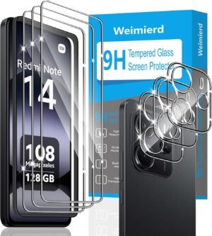 Weimierd — tvrdené sklo na Xiaomi Redmi Note 14 5G, 3 ks + 3 ochrany fotoaparátu s rámikom